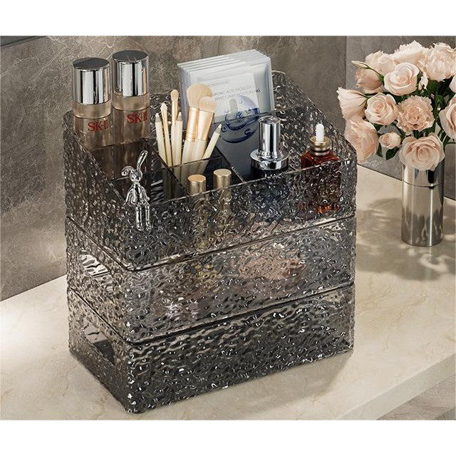 Shopclassyshop Glacier pattern large six-compartment storage box desktop cosmetics bathroom toilet organizer storage box