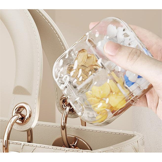 Shopclassyshop Water ripple small jewelry organizer household medicine organizer portable capacity storage pill seal box