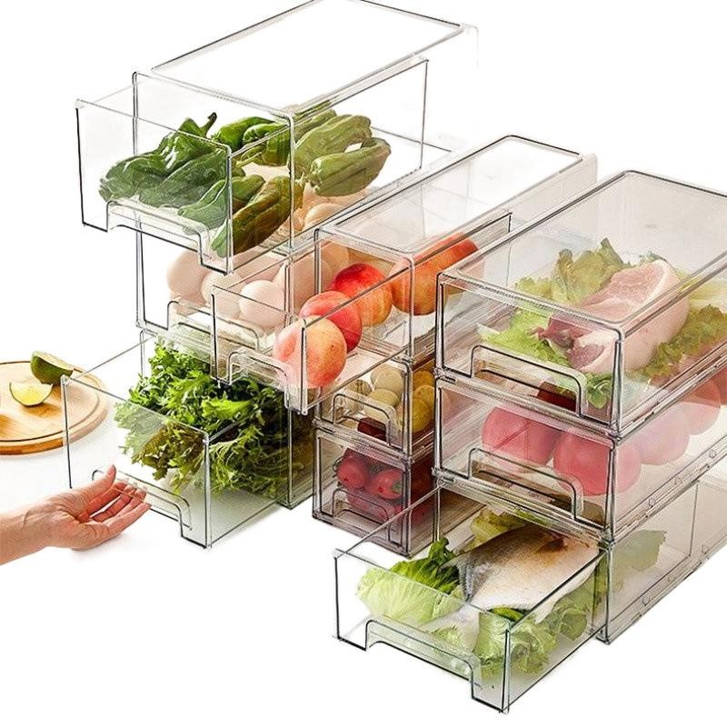 Shopclassyshop Acrylic large Refrigerator for vegetables and fruits stackable drawer fridge organizer storage box