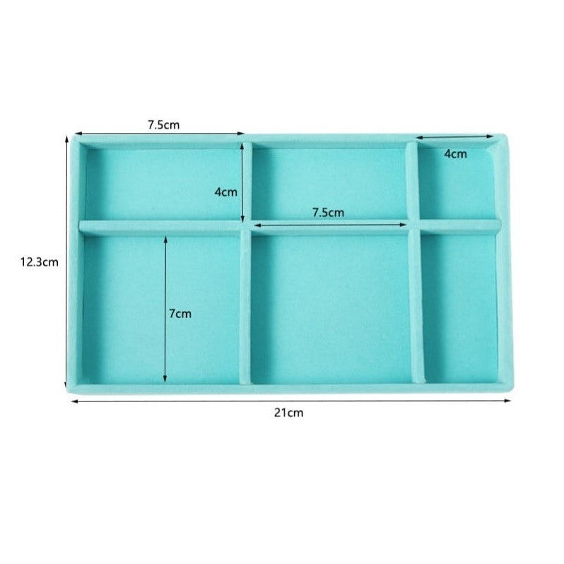 Shopclassy Compartment Jewelry Organizer Storage Box Velvet Ring Earrings Empty Plate Display Box Jewelry Tray customize