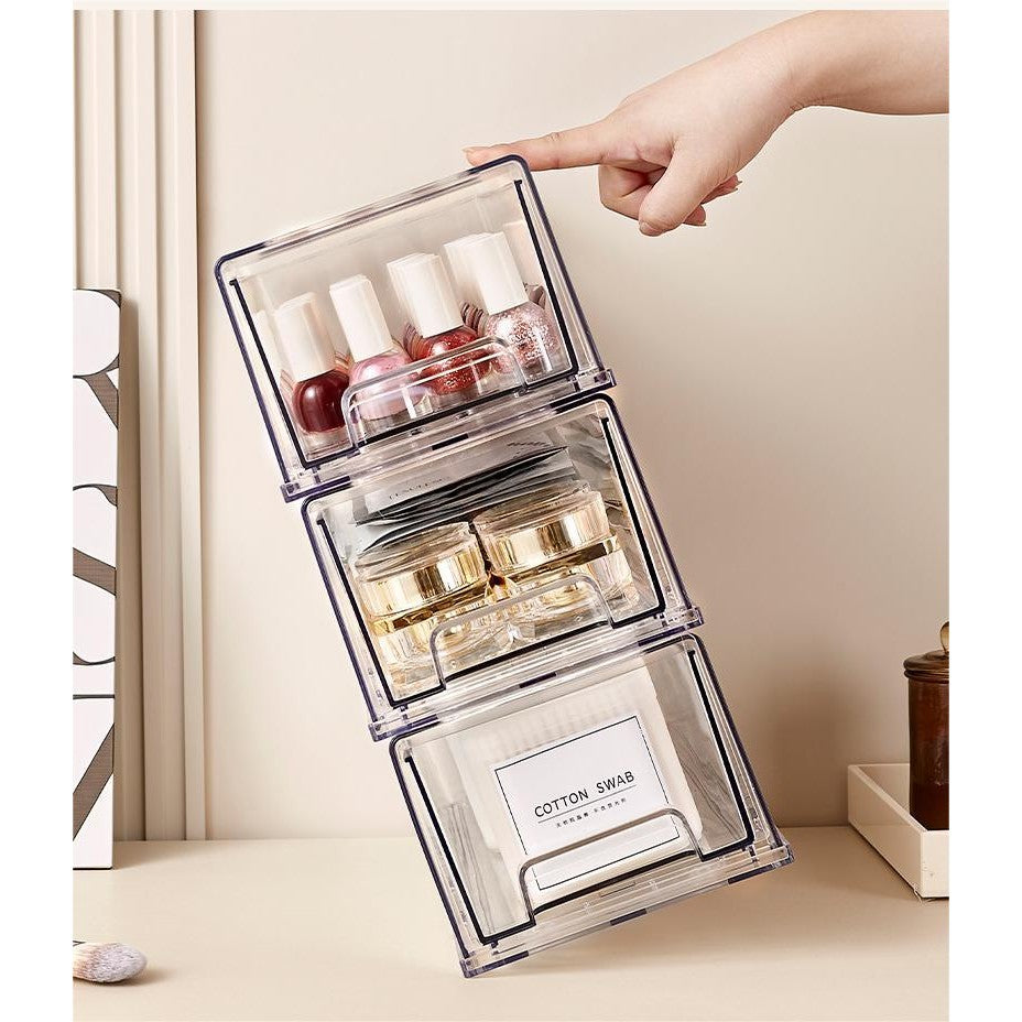 Shopclassyshop Acrylic extra large cosmetics stackable drawer organizer storage box luxury dustproof