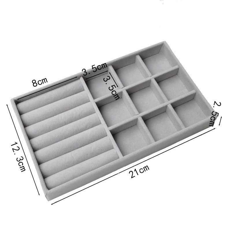 Shopclassy Compartment Jewelry Organizer Storage Box Velvet Ring Earrings Empty Plate Display Box Jewelry Tray customize