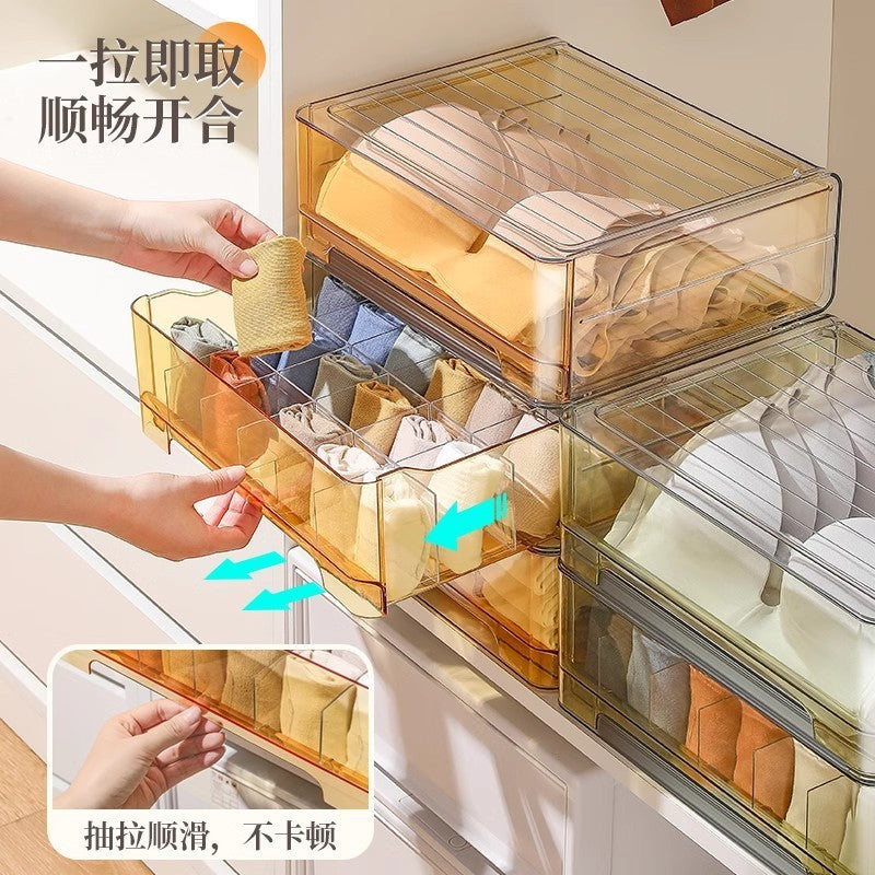 Shopclassyshop drawer-type stackable Underwear storage box household personal drawer organizer wardrobe box