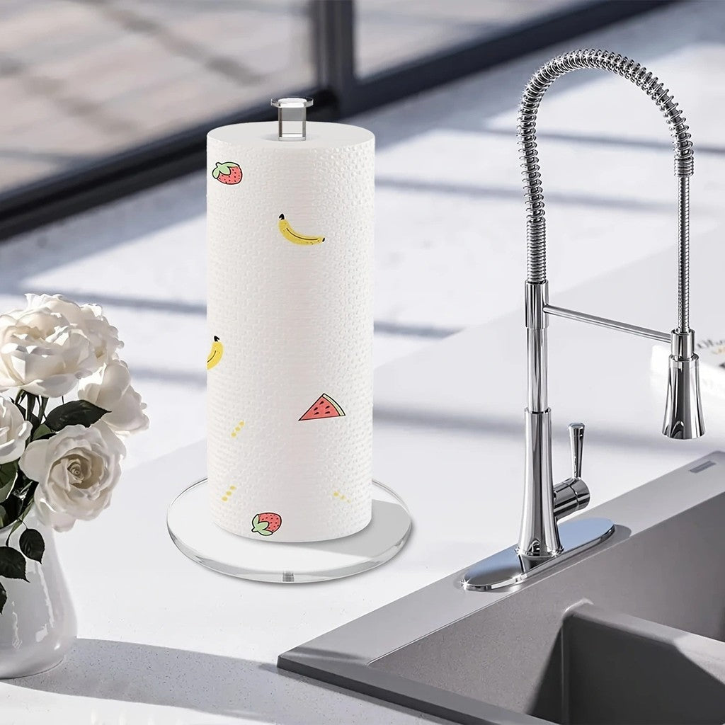 Shopclassyshop Unique Thick Acrylic Kitchen Paper Towel Holder Stand Kitchen Towel Holder Vertical Roll Paper Holder