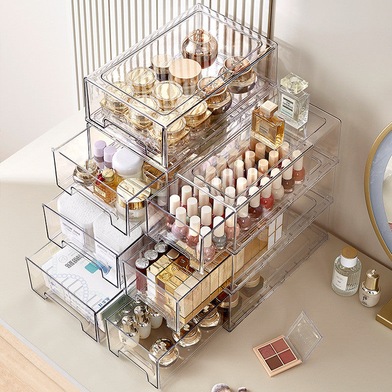 Shopclassyshop Acrylic extra large cosmetics stackable drawer organizer storage box luxury dustproof