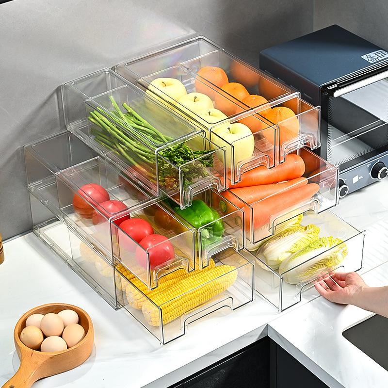 Shopclassyshop Acrylic large Refrigerator for vegetables and fruits stackable drawer fridge organizer storage box