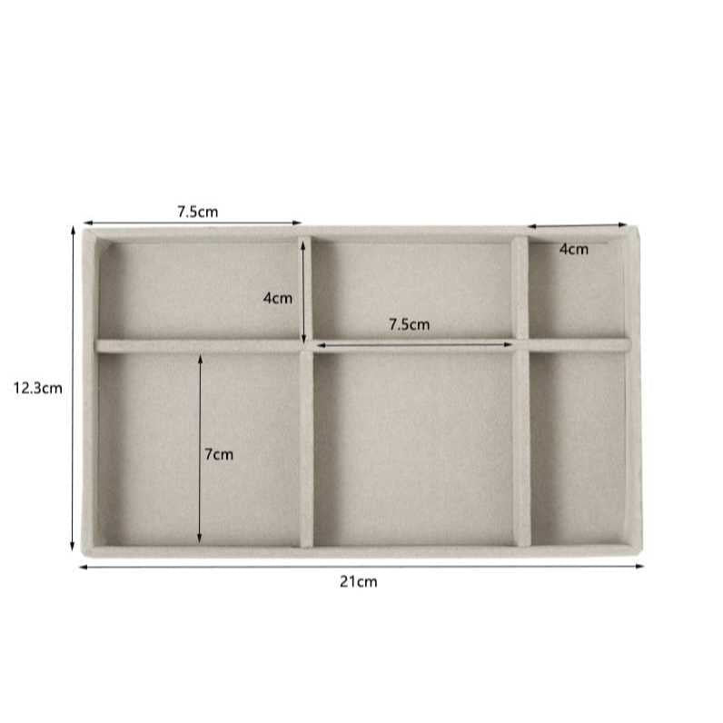 Shopclassy Compartment Jewelry Organizer Storage Box Velvet Ring Earrings Empty Plate Display Box Jewelry Tray customize