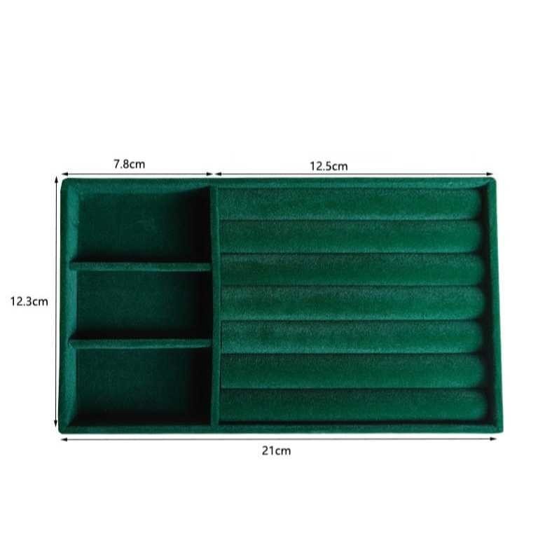 Shopclassy Compartment Jewelry Organizer Storage Box Velvet Ring Earrings Empty Plate Display Box Jewelry Tray customize