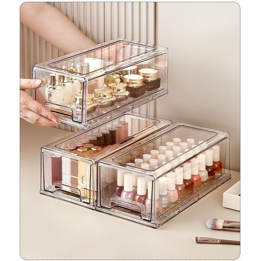 Shopclassyshop Acrylic extra large cosmetics stackable drawer organizer storage box luxury dustproof