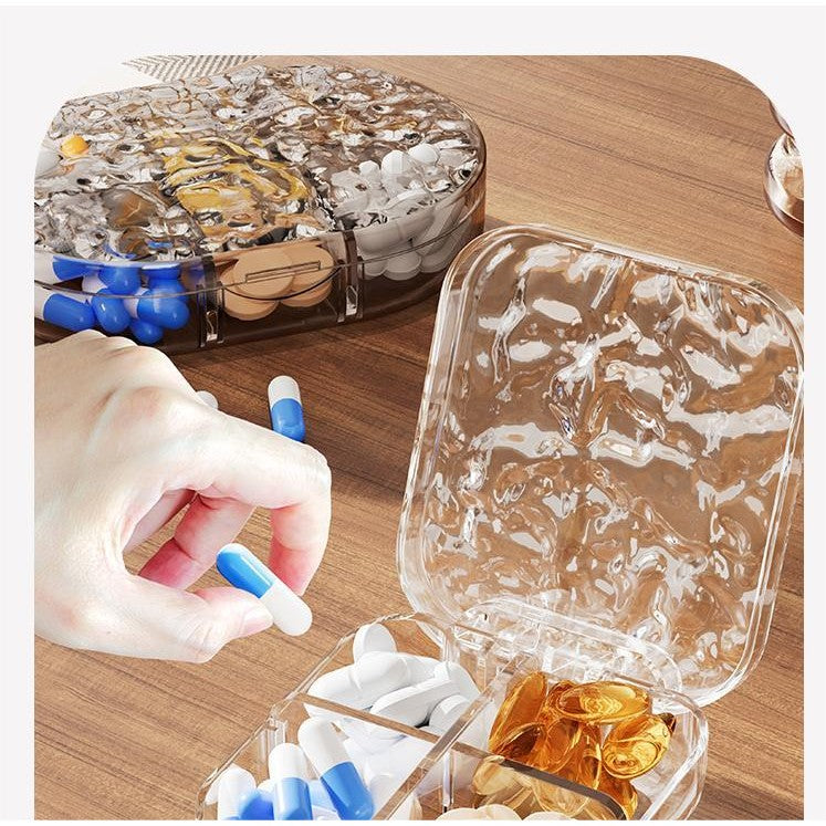 Shopclassyshop Water ripple small jewelry organizer household medicine organizer portable capacity storage pill seal box
