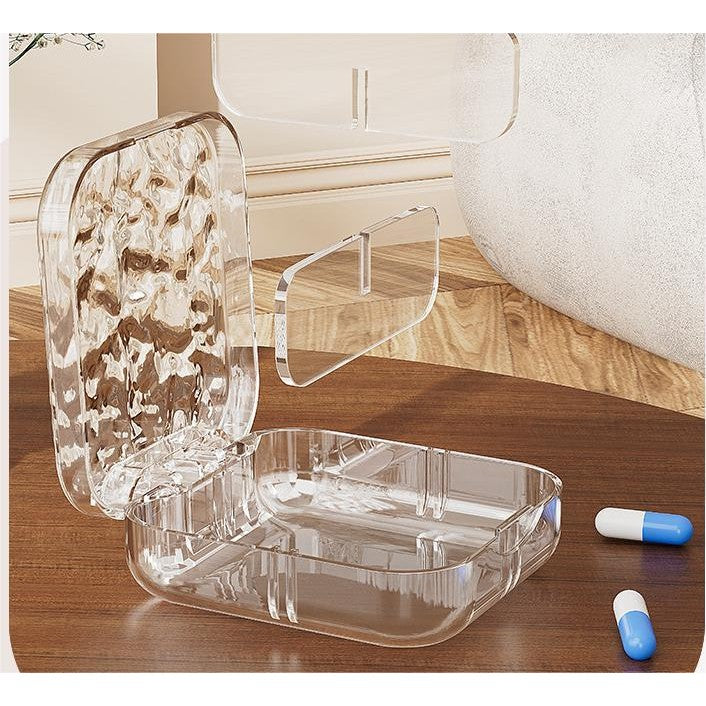 Shopclassyshop Water ripple small jewelry organizer household medicine organizer portable capacity storage pill seal box