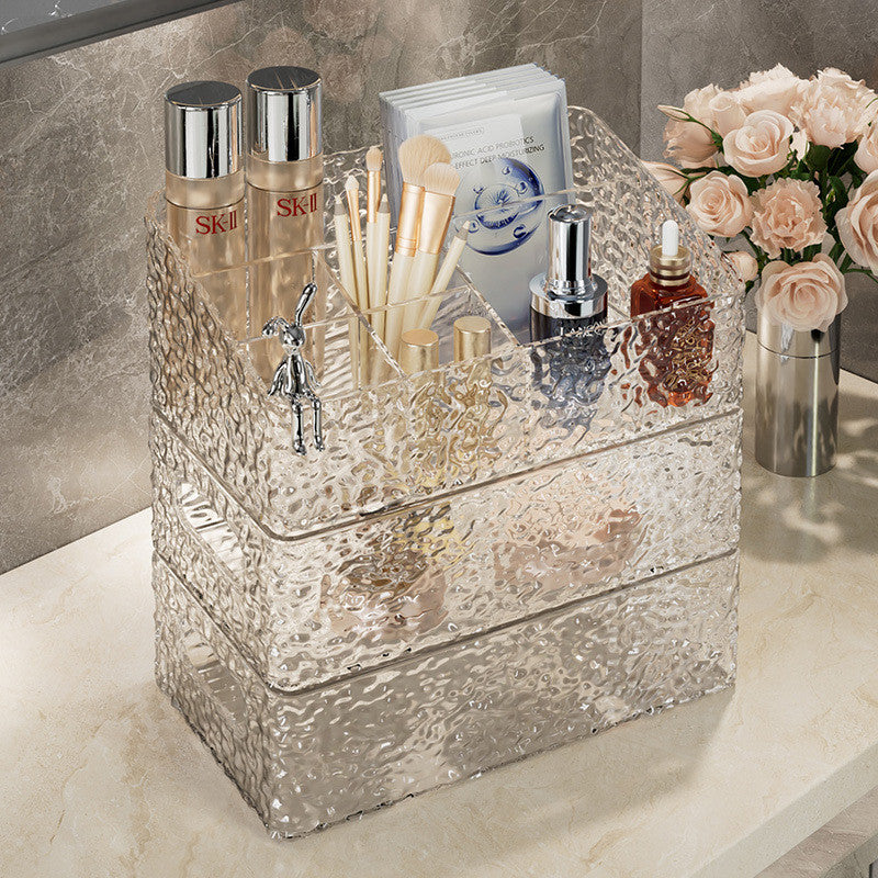 Shopclassyshop Glacier pattern large six-compartment storage box desktop cosmetics bathroom toilet organizer storage box