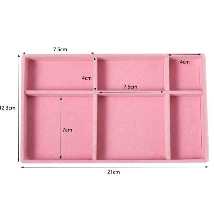 Shopclassy Compartment Jewelry Organizer Storage Box Velvet Ring Earrings Empty Plate Display Box Jewelry Tray customize