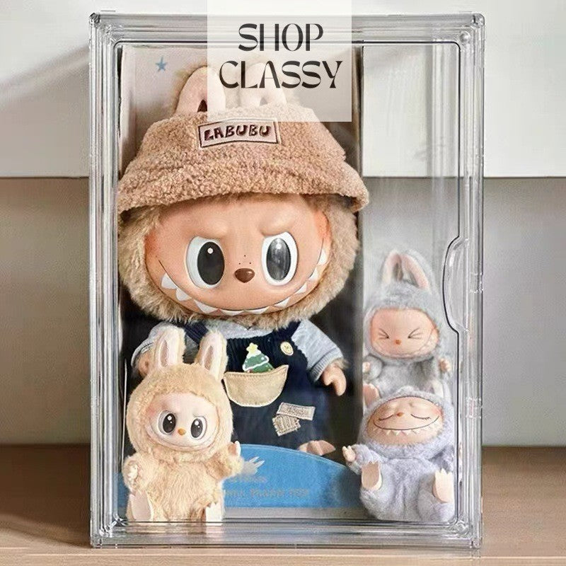 Shopclassyshop Acrylic Labubu Doll plush toy storage display box angel stackable doll dust-proof