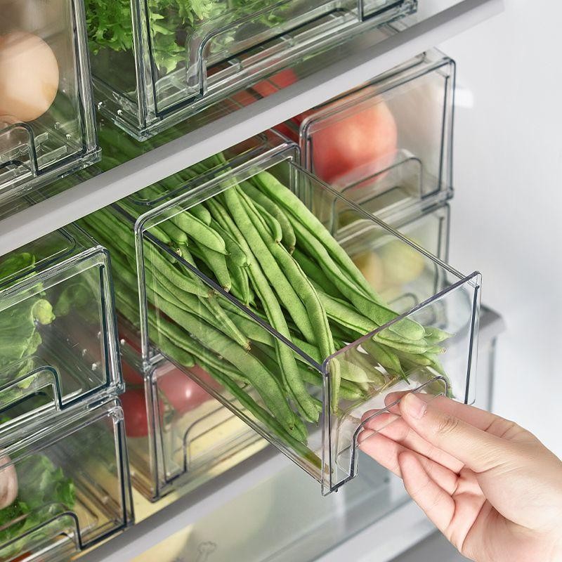 Shopclassyshop Acrylic large Refrigerator for vegetables and fruits stackable drawer fridge organizer storage box