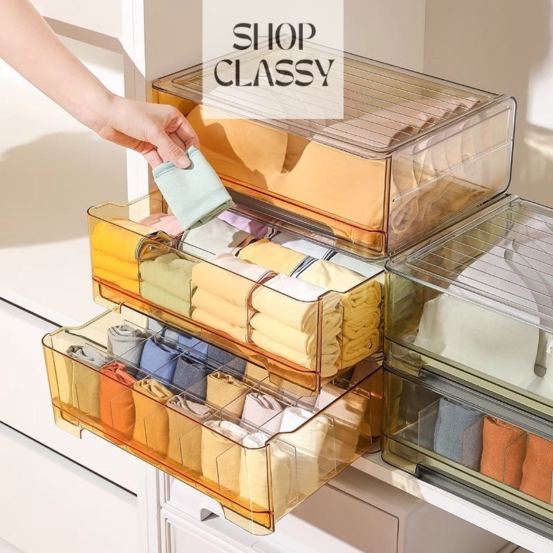 Shopclassyshop drawer-type stackable Underwear storage box household personal drawer organizer wardrobe box