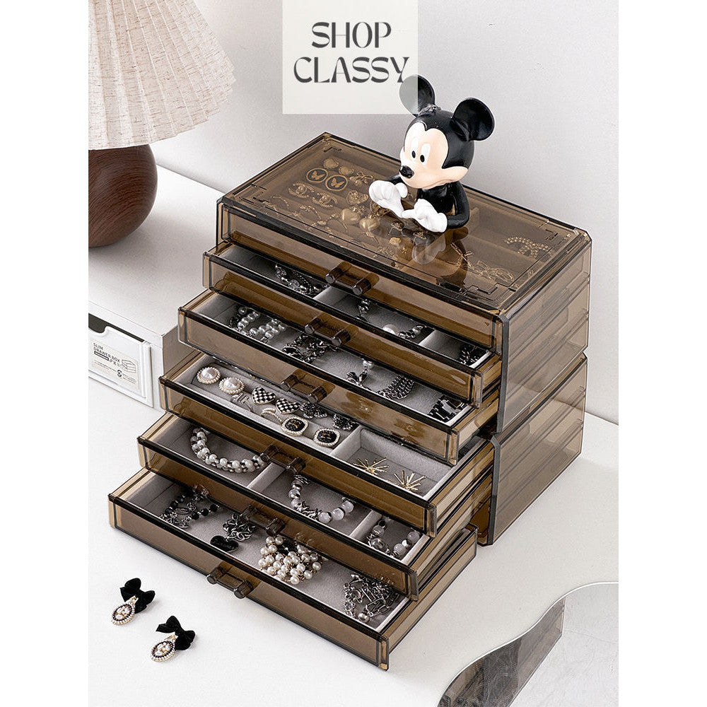 Shopclassy Compartment Jewelry Organizer Storage Box Velvet Ring Earrings Empty Plate Display Box Jewelry Tray customize