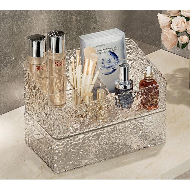 Shopclassyshop Glacier pattern large six-compartment storage box desktop cosmetics bathroom toilet organizer storage box