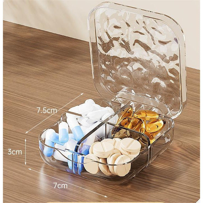Shopclassyshop Water ripple small jewelry organizer household medicine organizer portable capacity storage pill seal box