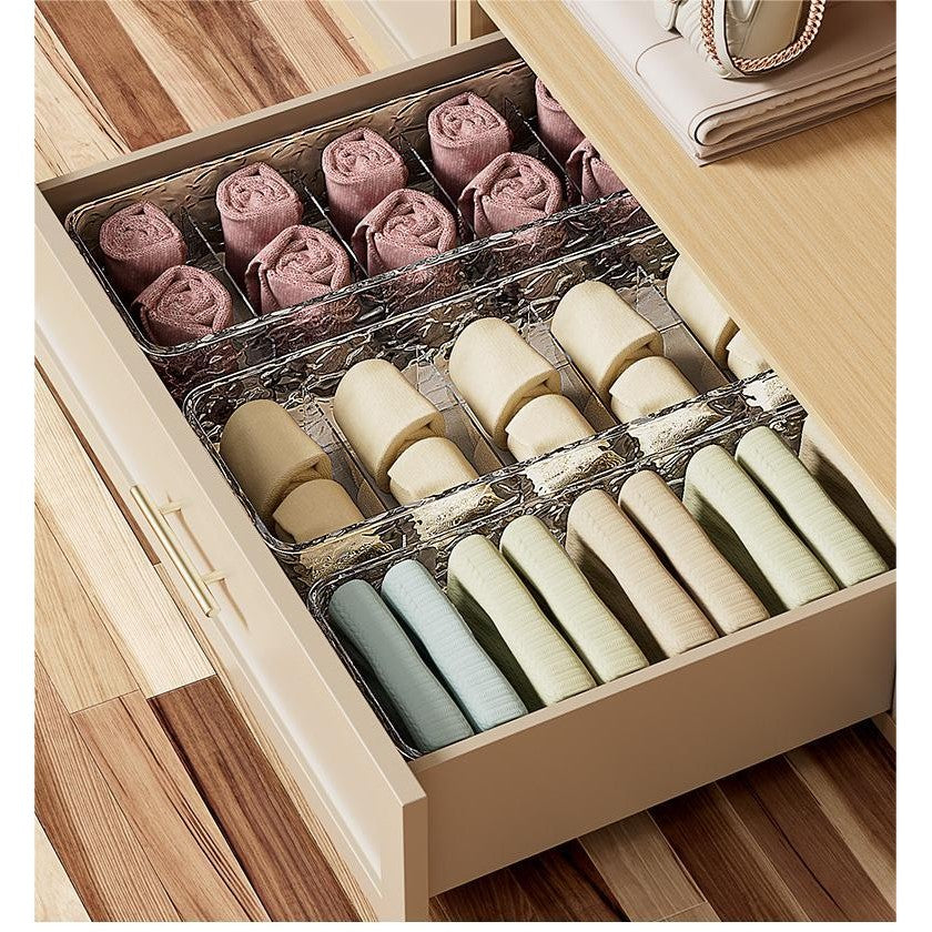 Shopclassyshop Stretchable drawer organizer water ripple five-grid table storage household socks underwear organizer