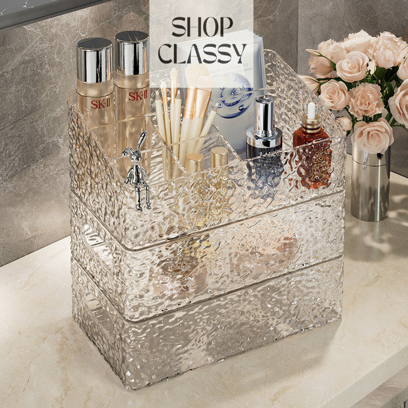 Shopclassyshop Glacier pattern large six-compartment storage box desktop cosmetics bathroom toilet organizer storage box