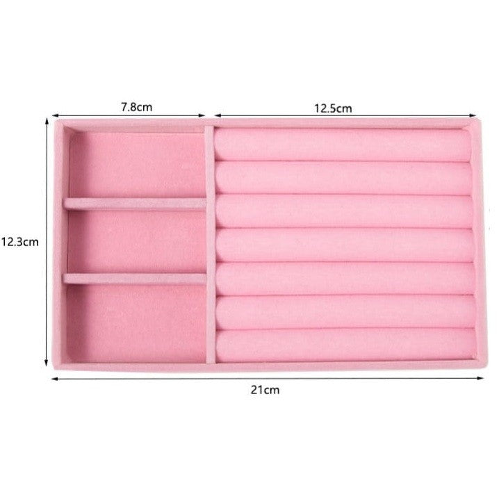 Shopclassy Compartment Jewelry Organizer Storage Box Velvet Ring Earrings Empty Plate Display Box Jewelry Tray customize