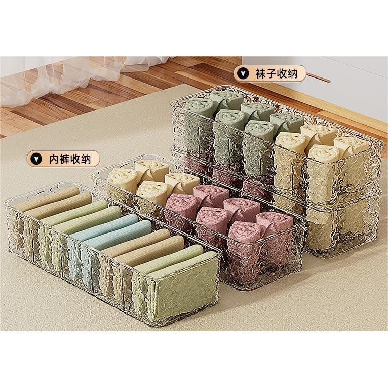 Shopclassyshop Stretchable drawer organizer water ripple five-grid table storage household socks underwear organizer