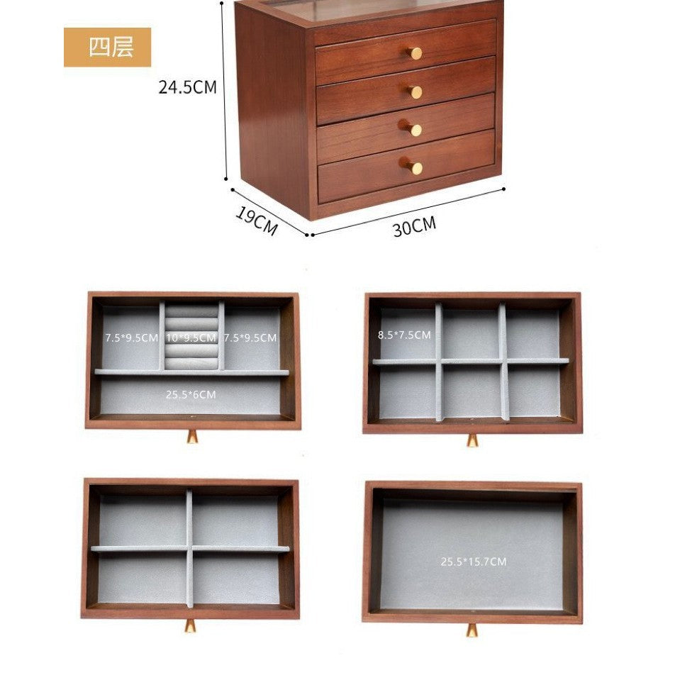 Shopclassyshop Solid walnut wood white colour jewelry organizer box large capacity multifunctional jewelry box