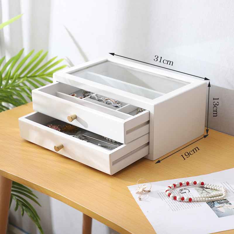 Shopclassyshop Solid walnut wood white colour jewelry organizer box large capacity multifunctional jewelry box