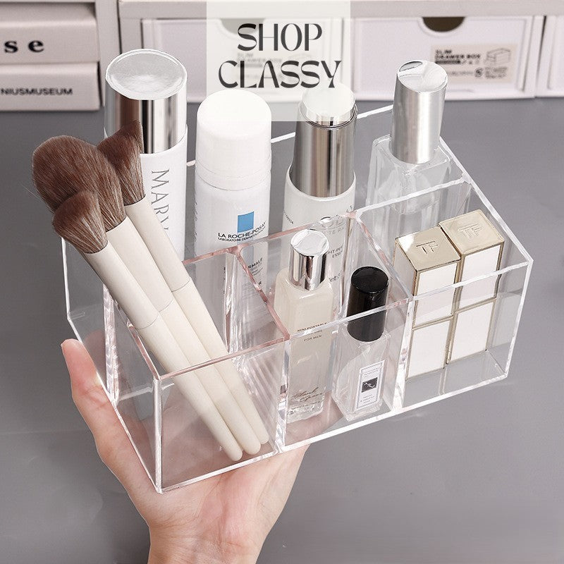 Shopclassyshop Transparent Acrylic Desktop  4 Slots Brush holder organizer Pen Holder Advanced Stationery Storage Box