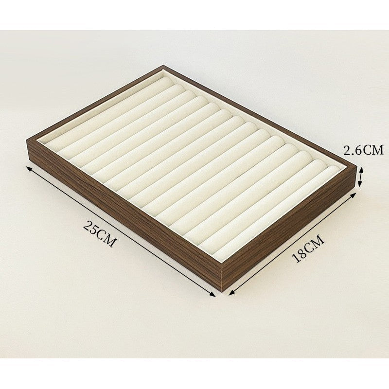 Shopclassyshop Large Compartment Jewelry wood Tray Box Velvet Ring Earrings Plate Display Organizer for drawer