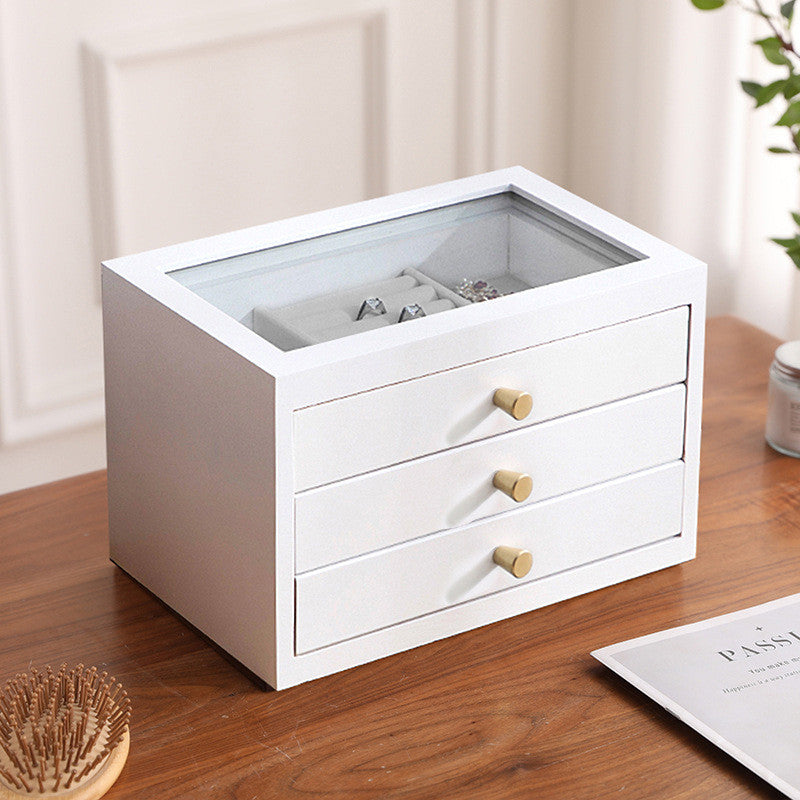 Shopclassyshop Solid walnut wood white colour jewelry organizer box large capacity multifunctional jewelry box