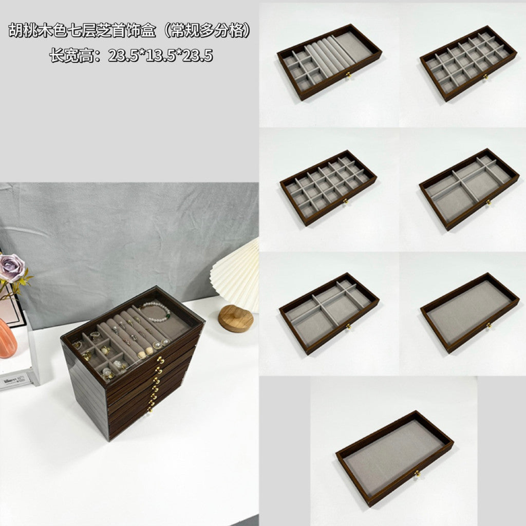 ShopClassyshop 7 layer PET drawer velvet storage box jewelry organizer necklace earrings ring display rack