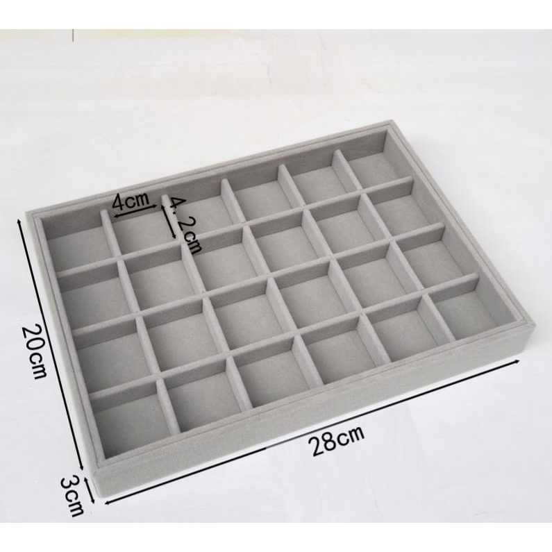 Shopclassyshop Large Compartment Jewelry wood Tray Box Velvet Ring Earrings Plate Display Organizer for drawer