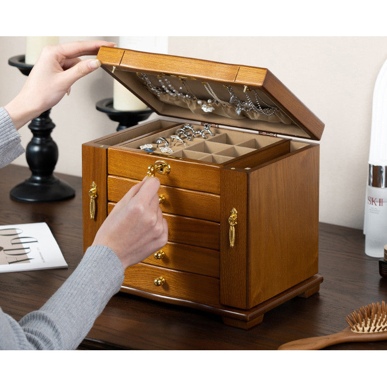 Shopclassyshop Solid Imported pine wood jewelry organizer box with full lock capacity multifunctional jewelry box