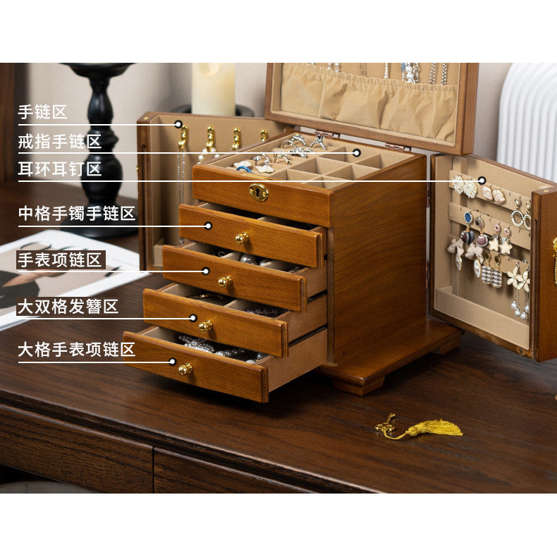 Shopclassyshop Solid Imported pine wood jewelry organizer box with full lock capacity multifunctional jewelry box