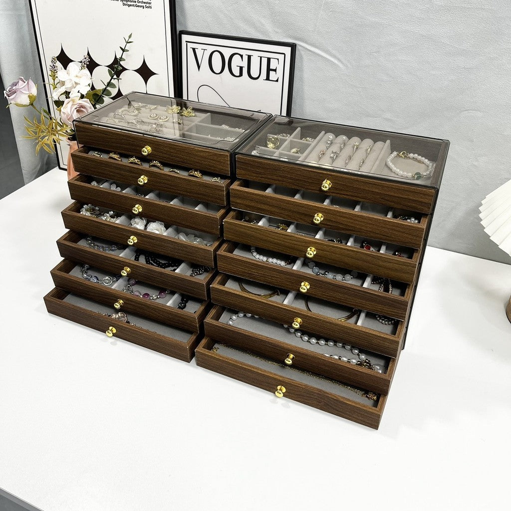 ShopClassyshop 7 layer PET drawer velvet storage box jewelry organizer necklace earrings ring display rack