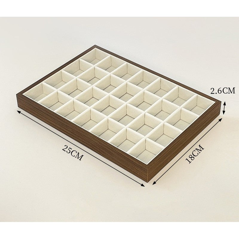 Shopclassyshop Large Compartment Jewelry wood Tray Box Velvet Ring Earrings Plate Display Organizer for drawer