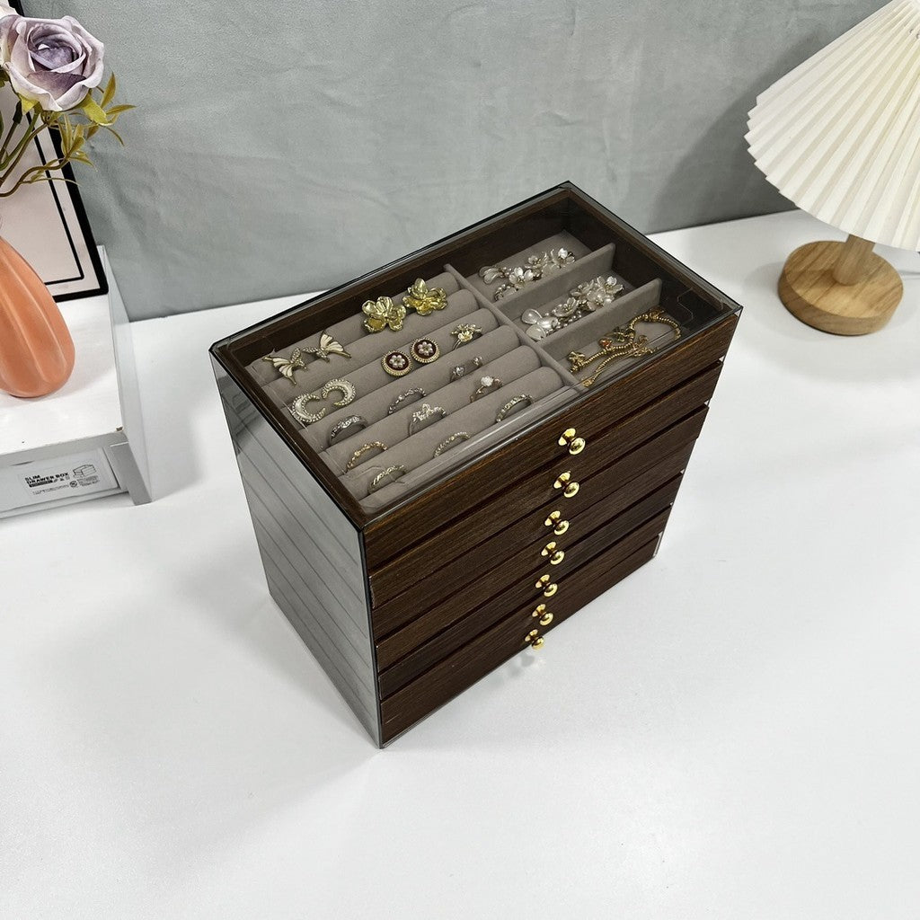 ShopClassyshop 7 layer PET drawer velvet storage box jewelry organizer necklace earrings ring display rack