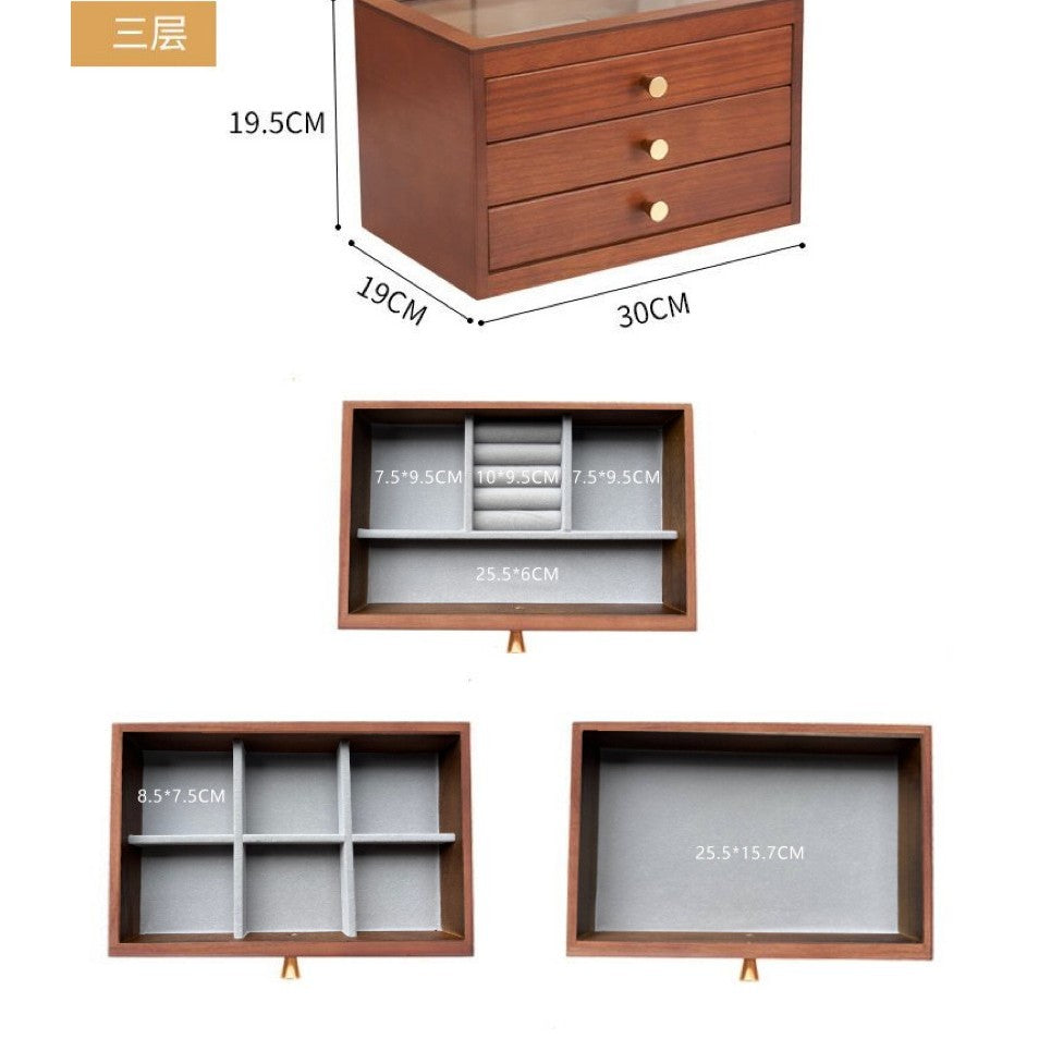 Shopclassyshop Solid walnut wood white colour jewelry organizer box large capacity multifunctional jewelry box