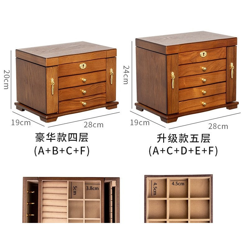 Shopclassyshop Solid Imported pine wood jewelry organizer box with full lock capacity multifunctional jewelry box