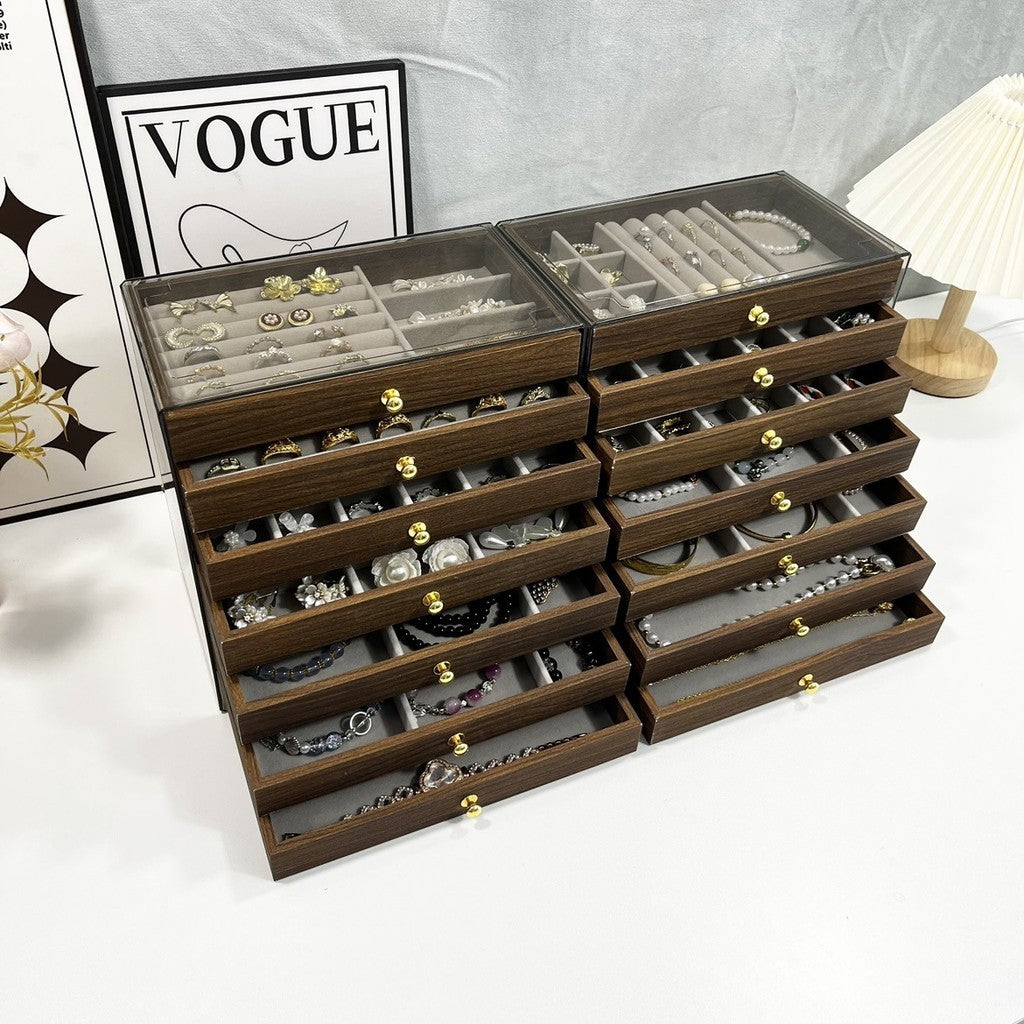 ShopClassyshop 7 layer PET drawer velvet storage box jewelry organizer necklace earrings ring display rack