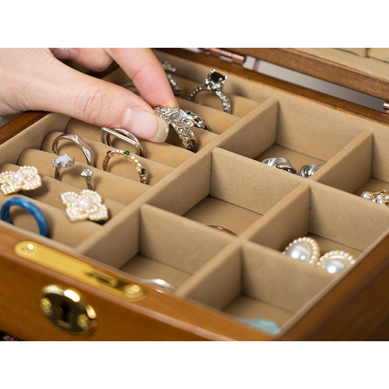 Shopclassyshop Solid Imported pine wood jewelry organizer box with full lock capacity multifunctional jewelry box