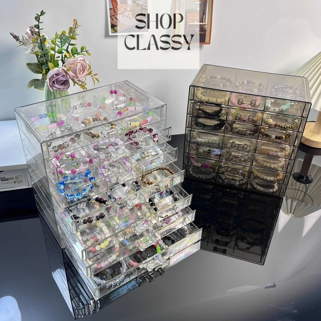 Shopclassyshop 7 Layer Bracelet Storage Box Drawer Type Anti-Dust High-End Exquisite Special Jewelry Crystal Display