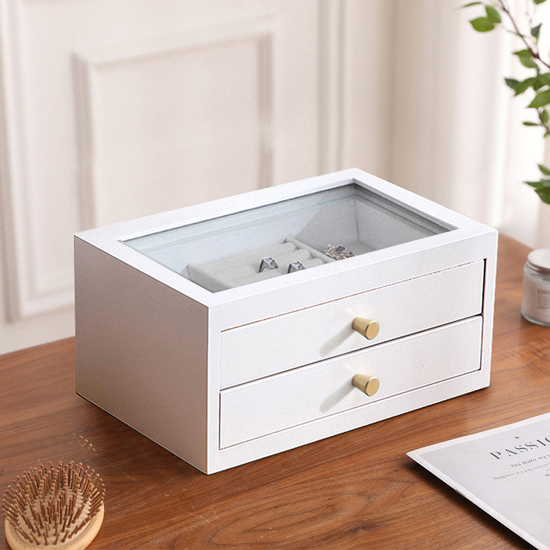 Shopclassyshop Solid walnut wood white colour jewelry organizer box large capacity multifunctional jewelry box
