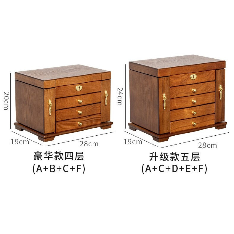 Shopclassyshop Solid Imported pine wood jewelry organizer box with full lock capacity multifunctional jewelry box