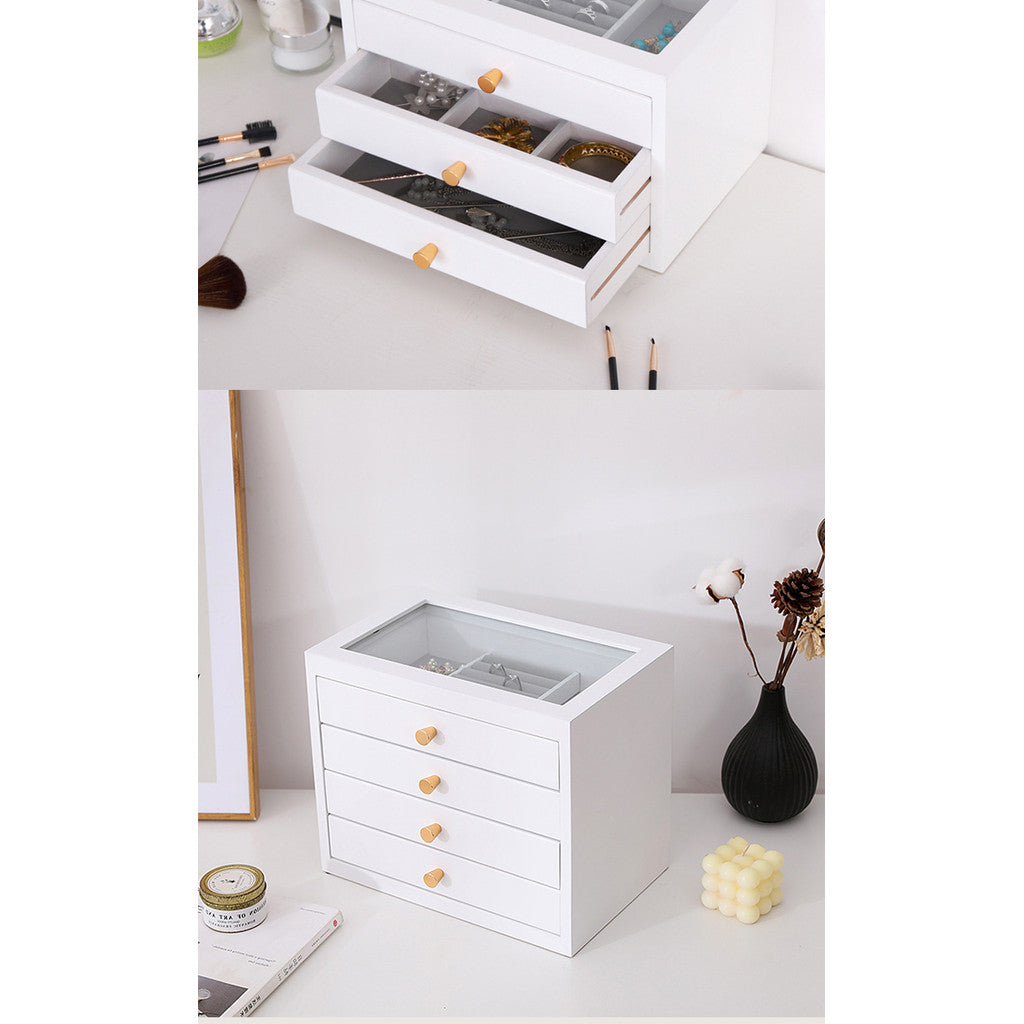 Shopclassyshop Solid walnut wood white colour jewelry organizer box large capacity multifunctional jewelry box