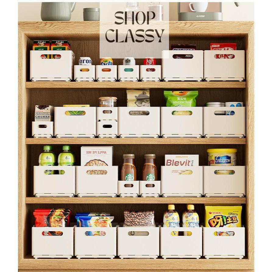 Shopclassyshop Cabinet storage box extendable tabletop organizer for snacks/kitchen deep cabinet right-angle storage box
