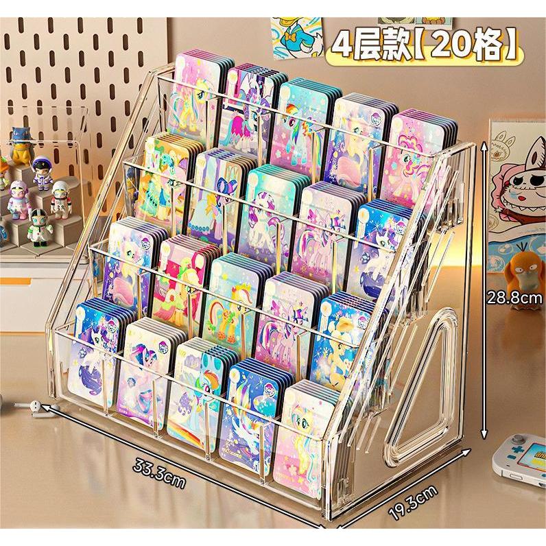 Shopclassyshop Desktop Card Organizer Rack Pokemon Card Display Storage with slots, Step Design with Compartments
