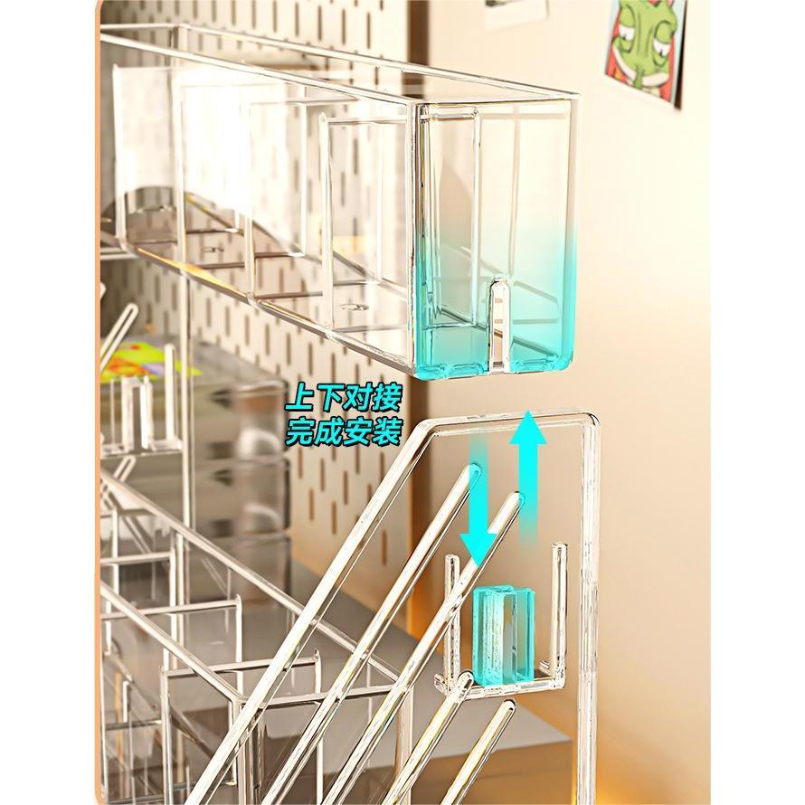 Shopclassyshop Multifunctional Desktop Pen Holder Large Cosmetics Organizer Storage Rack, Step Design with Compartments